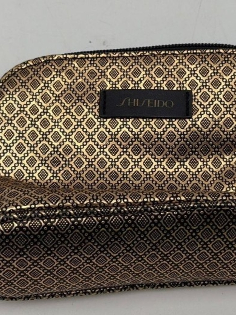 Shiseido Metallic Gold and Black Geometric Cosmetic Pouch